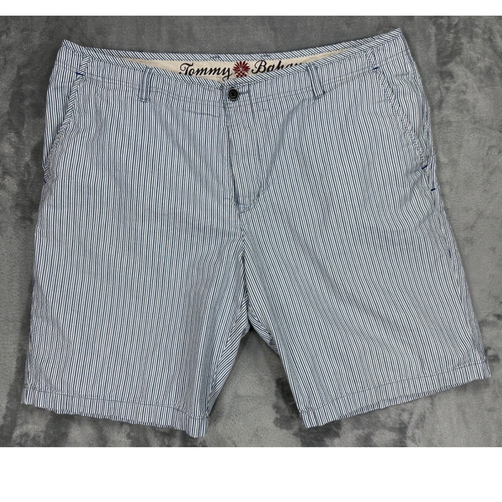 Tommy Bahama Mens 38 Paradise Nation Blue White Striped Cotton Shorts Marlin